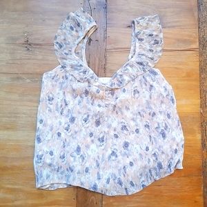 ASTR THE LABEL PEACH GREY FLORAL TANK